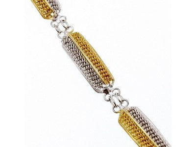 925 Sterling Silver Gold Plated Bracelet Italy Size 7.5 IN