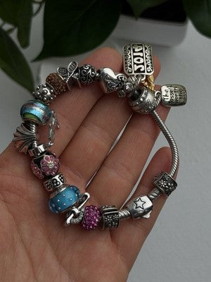Donatella 925 Sterling Silver 19 Charms Bracelet