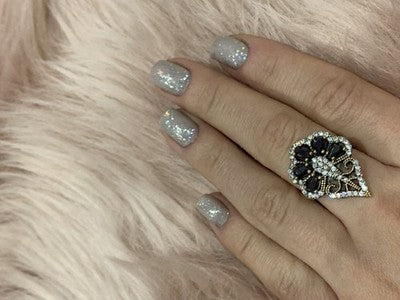 925 Sterling Silver Black Tourmaline (Sherl) & CZ SET