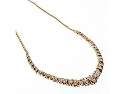 925 Sterling Silver Gold Plated Diamonds Necklace