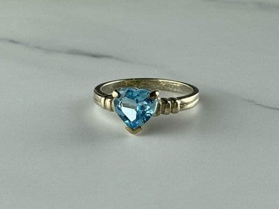 925 Sterling Silver Topaz "Heart" Ring Size 8