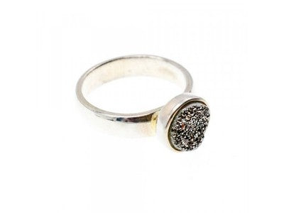 925 Sterling Silver Pyrite Ring Size 5.5