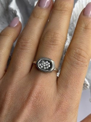 Unique Design 925 Sterling Silver Cz Ring Size 8