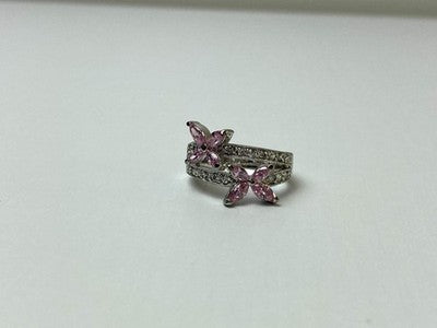 925 Sterling Silver CZ "Butterflies" Ring Size 6.5