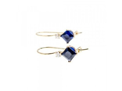 10K Yellow Gold Sapphires & Diamonds Earrings