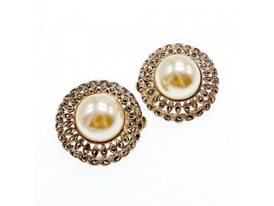 Vintage 925 Sterling Silver Pearl & Marcasites Clip-On Earrings