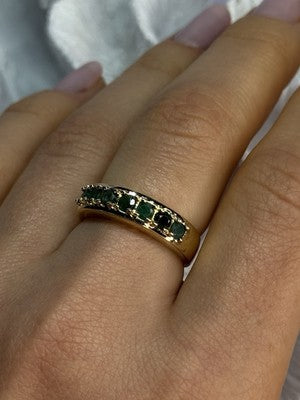 925 Sterling Silver Gold Plated Emerald Ring Size 8