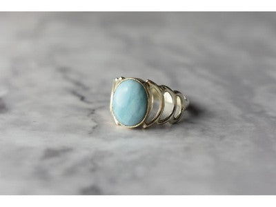 925 Sterling Silver Larimar Ring Size 7