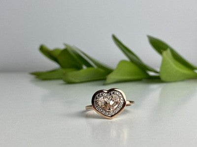 925 Sterling Silver Gold Plated Morganite Ring Size 10