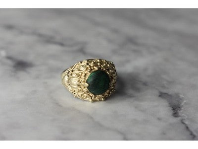 Vintage 925 Sterling Silver Malachite Ring Size 5.5