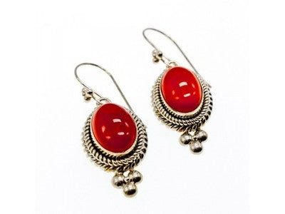 Vintage 925 Sterling Silver Agate Earrings