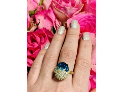 925 Sterling Silver Alpanite & CZ Ring Size 6.5