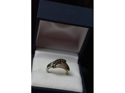 925 Sterling Silver Sapphires Ring Size 6.5