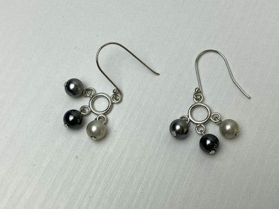 925 Sterling Silver Pearls Dangle Earrings Italy