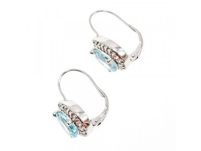 925 Sterling Silver Blue Topaz & CZ Earrings