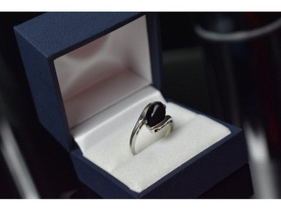 925 Sterling Silver Black Nephrite Ring Size 7.25
