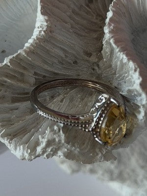 925 Sterling Silver Citrine Ring Size 7