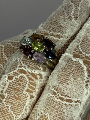 925 Sterling Silver Multicolor Spinel Ring Size 6