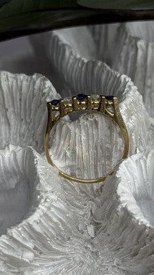 14K 585 Yellow Gold Sapphire 0.18 CTW & Diamond 0.10 CTW Ring Size 6