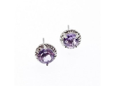 925 Sterling Silver Amethyst Stud Earrings