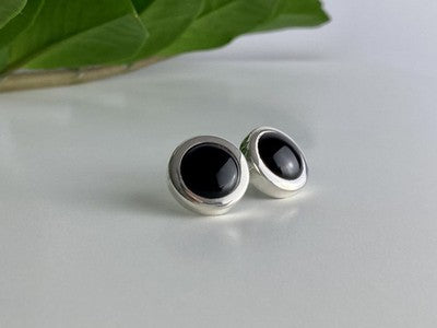 925 Sterling Silver Black Onyx Classic Stud Earrings