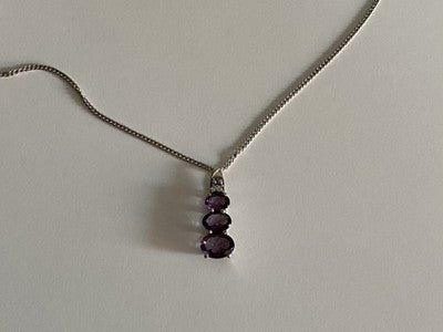 Chain With Pendant Purple CZ