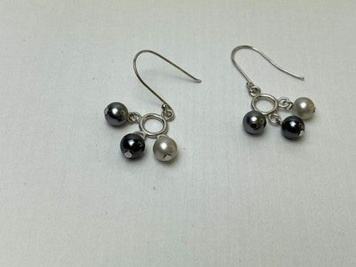 925 Sterling Silver Pearls Dangle Earrings Italy