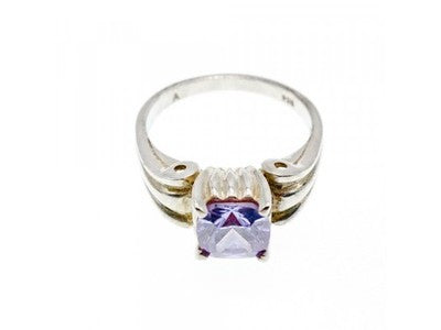 Vintage 925 Sterling Silver Amethyst Ring Size 11.75