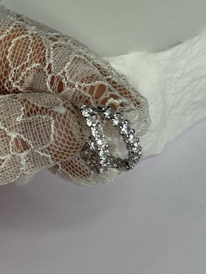 925 Sterling Silver CZ Earrings Length 0.7 Inch