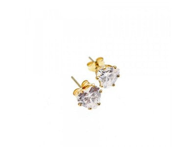 14K Yellow Gold CZ Hearts Earrings