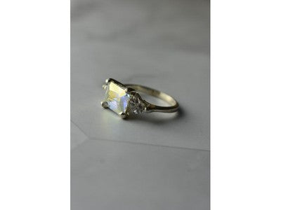 925 Sterling Silver Alpanite & CZ Ring Size 8.5