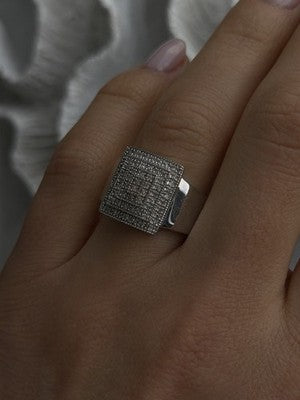 925 Sterling Silver White Colorless Sapphire Ring Size 8