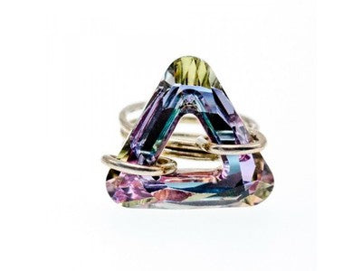 925 Sterling Silver Multicolor Jewelry Glass Ring Size 6.5 Italy