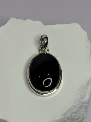 925 Sterling Silver Black Onyx Pendant Length 1.7 Inch
