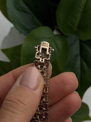 Luxury Rainbow Tennis 925 Sterling Silver Multicolor Gemstones Bracelet 7