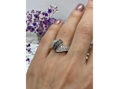 925 Sterling Silver Blue & White Spinel Ring Size 7
