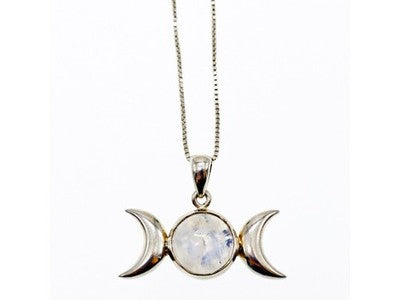 925 Sterling Silver Moonstone "Moon" Chain With Pendant Italy