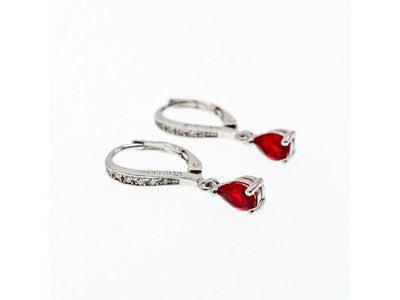 925 Sterling Silver Ruby & CZ Earrings