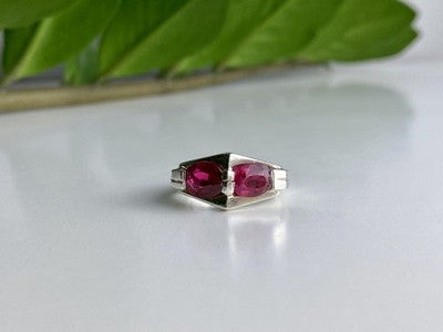 925 Sterling Silver Pink Spinel Ring Size 5.5