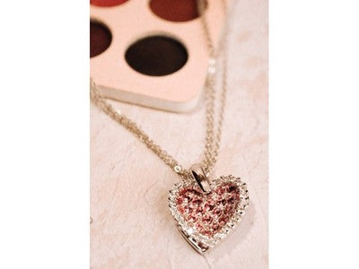 925 Sterling Silver CZ "Heart" Triple Chain With Pendant