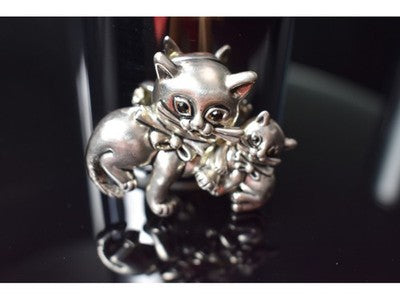 Vintage 925 Sterling Silver "Cats" Brooch