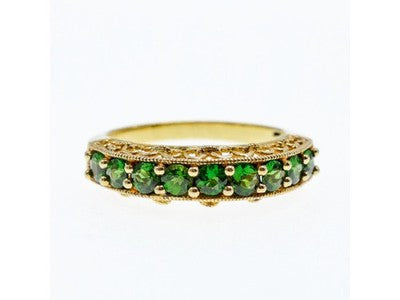 925 Sterling Silver Gold Plated Peridot Ring Size 10.25