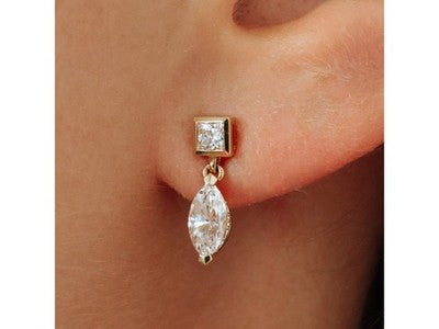 14K Yellow Gold CZ Earrings