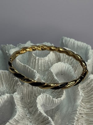 Bangle 925 Sterling Silver Gold Plated Onyx Bracelet