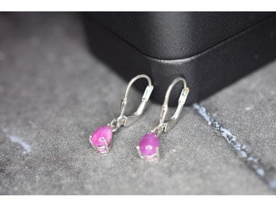 925 Sterling Silver Pink Spinel Earrings