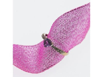 10K White Gold Amethyst & Diamonds Ring Size 8