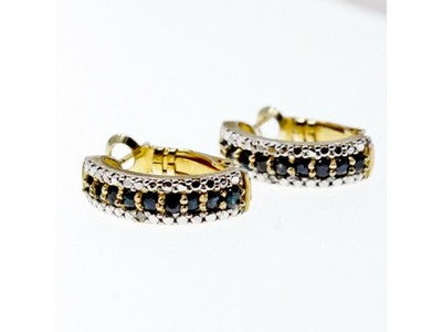 925 Sterling Silver Gold Plated Black Spinel Earrings