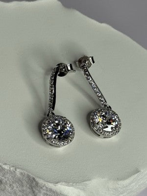 925 Sterling Silver Dream CZ Earrings Length 1.05 Inch