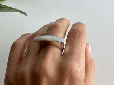 925 Sterling Silver Mother OF Pearl Ring Size 8.5
