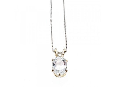 925 Sterling Silver White Tourmaline (Achroite) Chain With Pendant